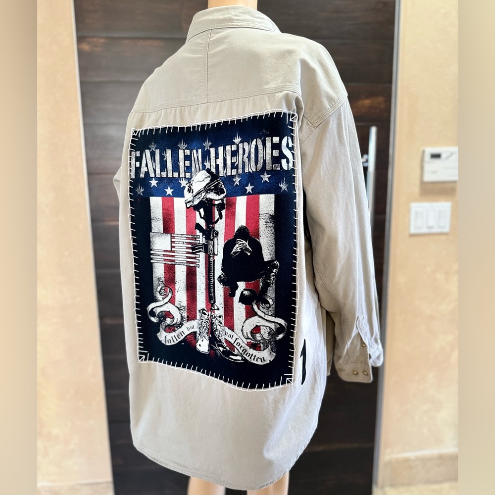 Upcycled RIGGS Workwear Wrangler Fallen Heroes Shacket Size XXL
